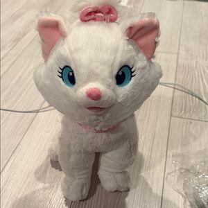 White and Pink Plush Cat Toy